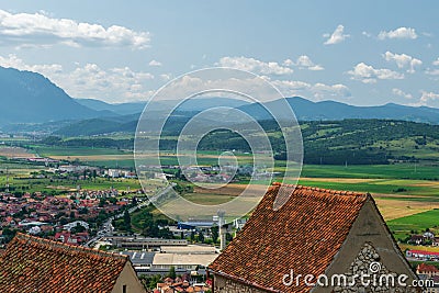 Aerial view of Rasnov, Brasov, Romania Stock Photo