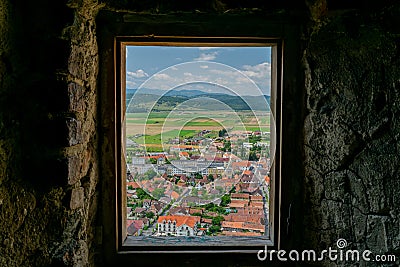 Aerial view of Rasnov, Brasov, Romania Stock Photo