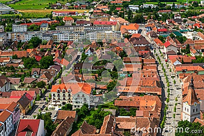 Aerial view of Rasnov, Brasov, Romania Stock Photo