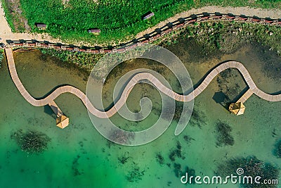 Aerial view on recultivated old flooded quarry in Jaworzno, Silesia, Poland Stock Photo