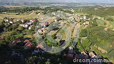 Aerial view of the remote and depopulated village of Sapartoc, in Mures county, Romania Stock Photo