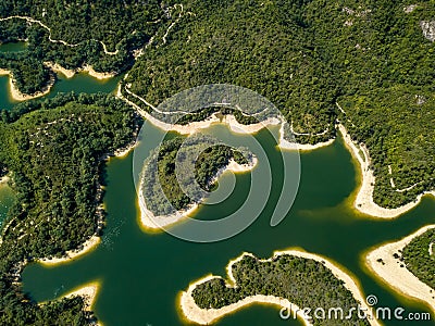 Aerial view of Reservoir Landscape Stock Photo