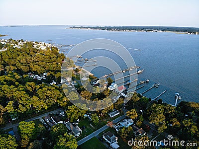 The aerial view of the residential area and waterfront homes near Millsboro, Delaware, U.S Stock Photo