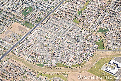 Aerial View of Residential Housing Developments, Communities, Neighborhoods, and/or Subdivisions Stock Photo