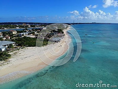 Aerial view of the resorts along the shore with private white beaches near Grand Turk, Turks & Caicos Stock Photo