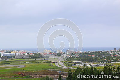 Aerial view of Reykjavik, capital of Iceland. Editorial Stock Photo