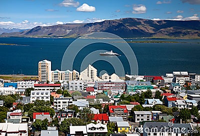 Aerial view of Reykjavik, capital of Iceland Stock Photo