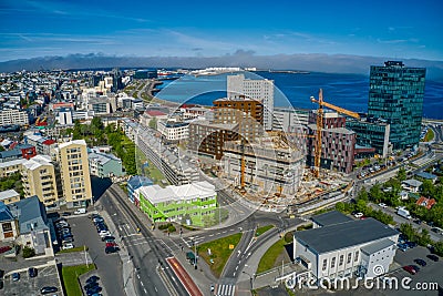 Aerial View of Reykjavik, The Rapidly Growing Urban Metro of Iceland Stock Photo