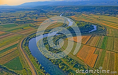 Aerial view of the river Cetina, Croatia Stock Photo