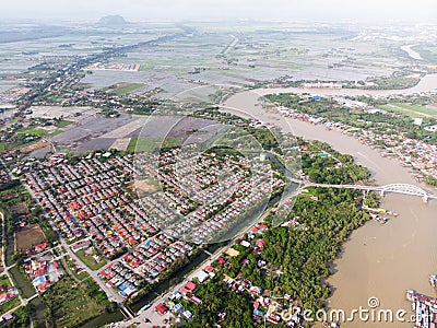 Aerial view of the river in the fisherman village Stock Photo