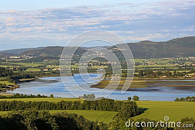 River Gaula and Trondheim fjord, Norway Stock Photo