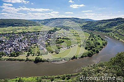 Aerial view river Moselle near Punderich, Germany Stock Photo