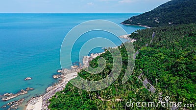 Aerial view of road and beach between Khanom and Sichon Stock Photo