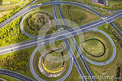 Aerial view of road junctions near Amsterdam Stock Photo