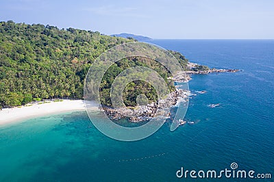 Aerial view of the rocky coast Freedom beach Stock Photo