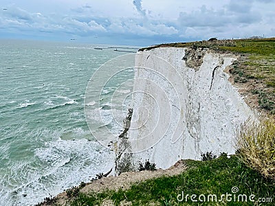 Aerial view of the rocky Saint Margarets Bay in White Cliffs Stock Photo