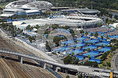 Aerial view of the Rod Laver Tennis Complex Stock Photo