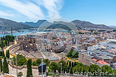 Aerial view of Roman theatre in Cartagena, Spain Stock Photo