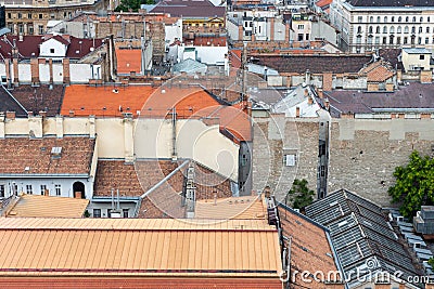 Aerial view roofs residential area in Budapest, Hungary Stock Photo