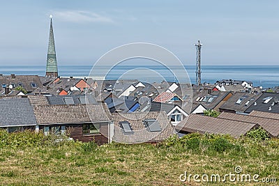 Aerial view roofs of village German island Helgoland Stock Photo