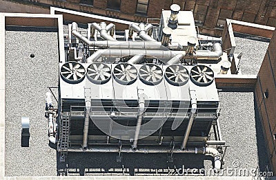 Aerial view of rooftop air conditioning system, New York City, USA Stock Photo