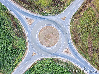 Aerial view of roundabout Stock Photo