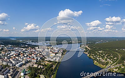 Aerial view of Rovaniemi city in northern Finland Stock Photo