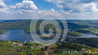 Aerial view of the Rursee in the Eifel region, Germany Stock Photo