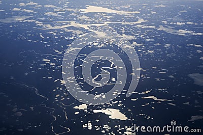 Aerial view of Russian taiga Stock Photo