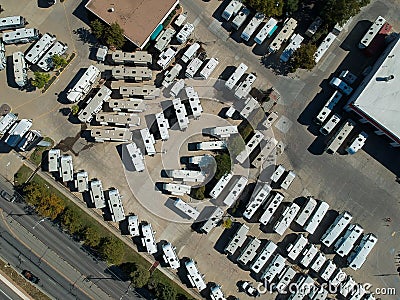 Aerial View Of RV Campers Stock Photo