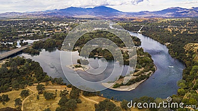 Aerial View Sacramento River Redding California Bully Choop Mountain Editorial Stock Photo