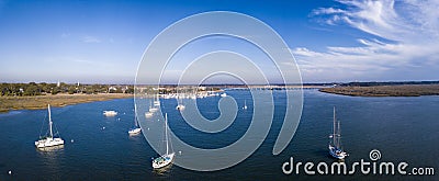 Aerial view of sailboats and harbor in South Carolina Stock Photo