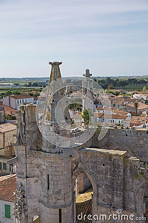 Aerial view of Saint Martin de Re from Church Saint-Martin in Ile de Re in France Stock Photo