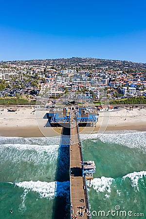 Aerial view of San Clemente California with pier and beach sea vacation portrait format in the United States Stock Photo