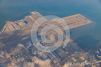 Aerial view of the San Francisco International Airport Stock Photo