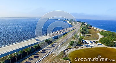 Aerial view of Sanibel Causeway, Florida Stock Photo