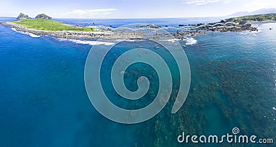 Aerial view of Sansiantai east coast . Taiwan. Stock Photo