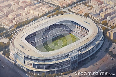 Aerial view Santiago football stadium. Generate ai Stock Photo