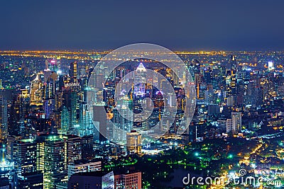 Aerial view of Sathorn, Bangkok Downtown. Financial district and business centers in smart urban city in Asia. Skyscraper and high Editorial Stock Photo