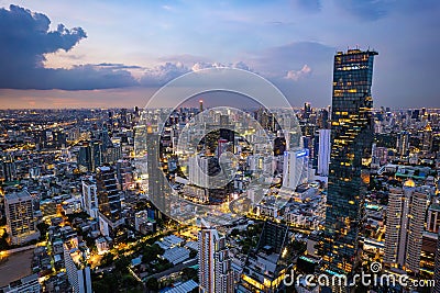 Aerial view of Sathorn and Mahanakhon tower in Bangkok, Thailand Editorial Stock Photo