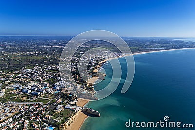 Aerial view of the scenic Algarve coastline, with beaches and resorts Editorial Stock Photo