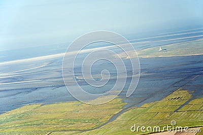 Aerial view from the Schleswig-Holstein Wadden Sea National Park Stock Photo