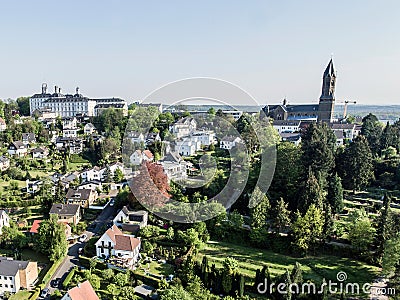 Aerial View Schloss Bensberg and public surroundings Berglisch Gladbach Germany near cologne Stock Photo