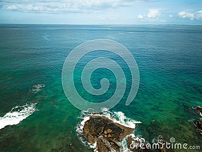 Aerial view of sea with crystalline green waters Stock Photo