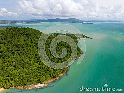 Aerial view seashore with mountains at Phuket Thailand, Beautiful seacoast view Stock Photo