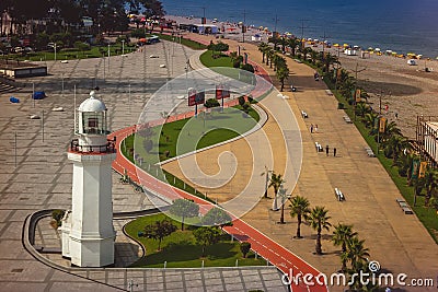 Aerial view of seaside resort city Batumi - capital of Adjara, G Editorial Stock Photo