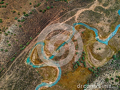 Aerial View of Sevier river in Utah, USA Stock Photo