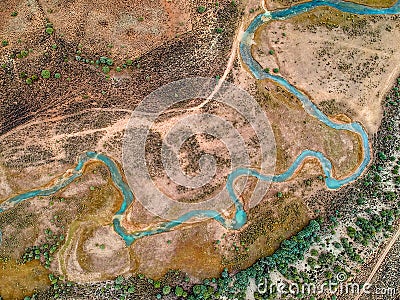 Aerial View of Sevier river in Utah, USA Stock Photo
