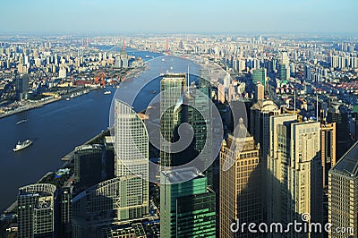 Aerial view of Shanghai Stock Photo