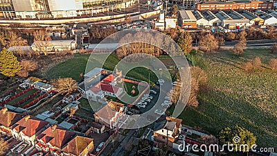 Aerial view of the Sherrans Farm Open Space in Wembley, London, England Editorial Stock Photo